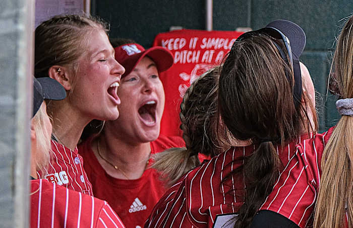 Nebraska softball dugout 2022 Big Ten Tournament